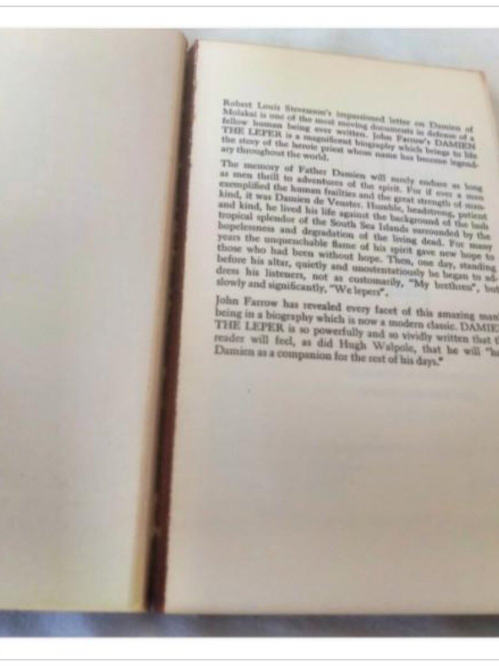 Damien the Leper John Farrow 1955 3rd Printing Paperback Book Vintage Novel - Picture 4 of 6